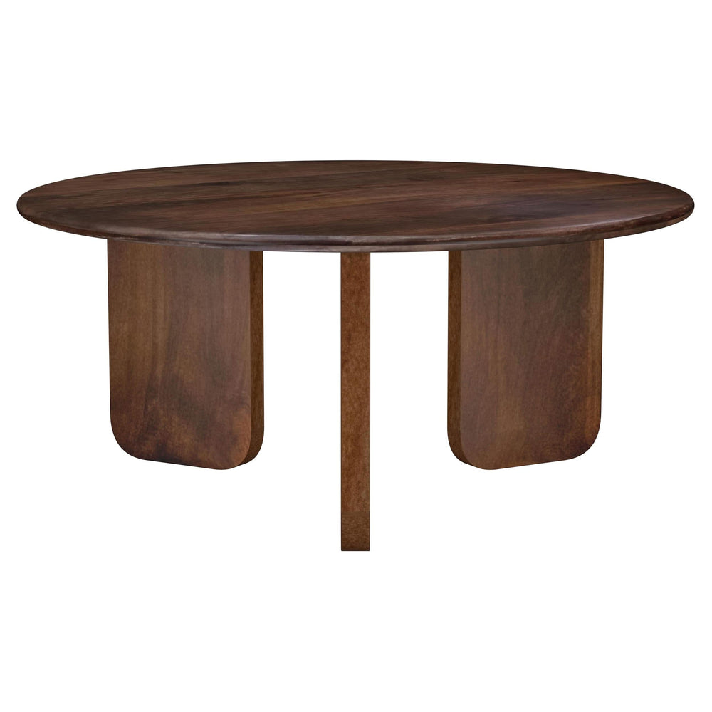 Mesa de centro redonda Dale de madera maciza de mango marrón