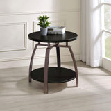 Mesa auxiliar redonda Dacre con tablero de madera de ingeniería, color carbón oscuro