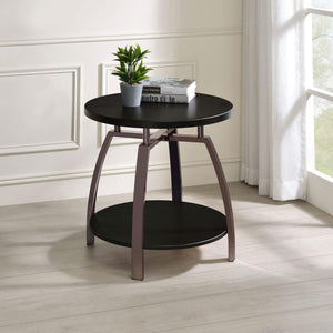 Mesa auxiliar redonda Dacre con tablero de madera de ingeniería, color carbón oscuro