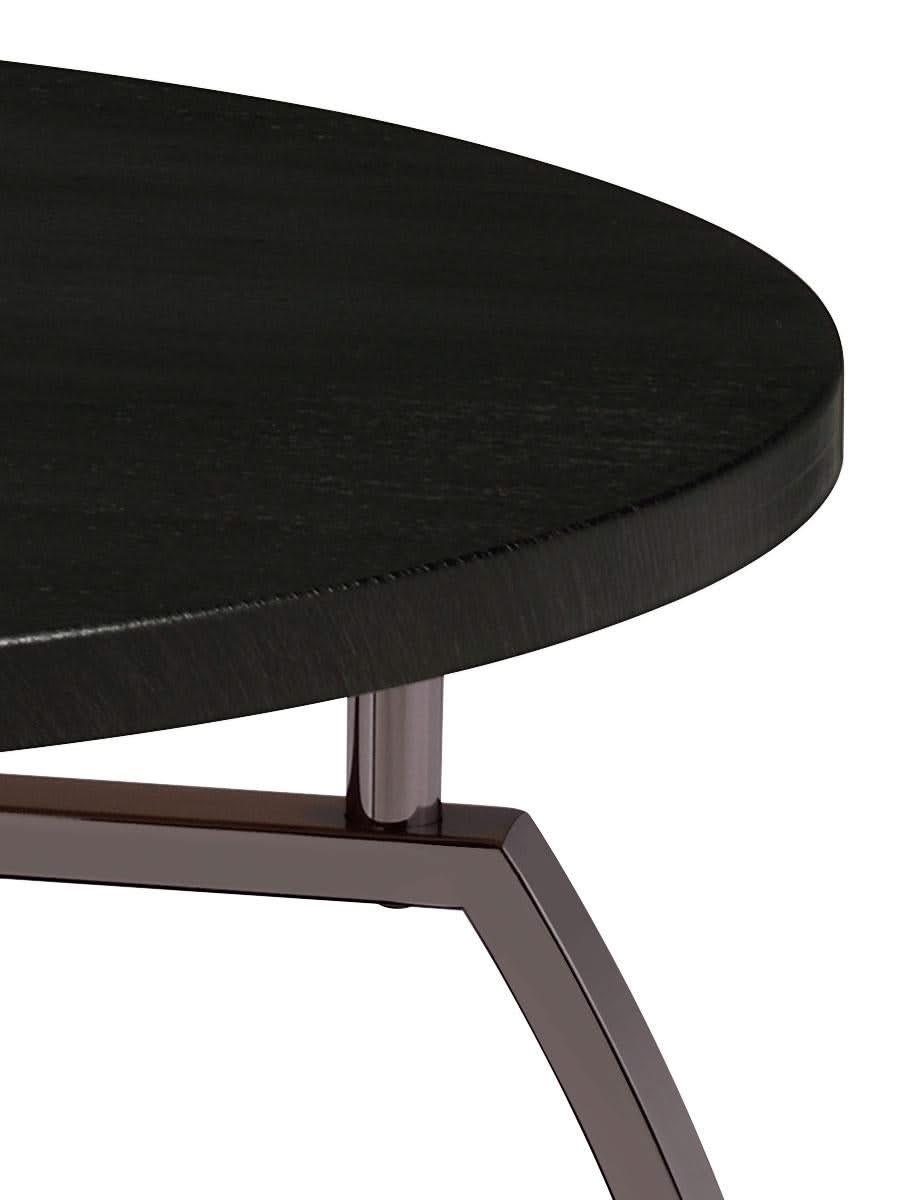 Mesa auxiliar redonda Dacre con tablero de madera de ingeniería, color carbón oscuro