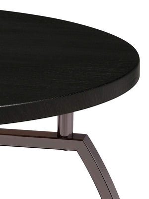 Mesa auxiliar redonda Dacre con tablero de madera de ingeniería, color carbón oscuro