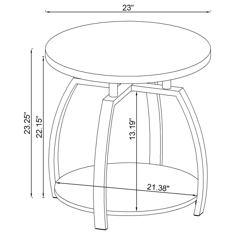 Mesa auxiliar redonda Dacre con tablero de madera de ingeniería, color carbón oscuro