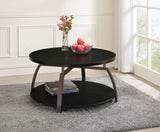 Mesa de centro redonda Dacre con tablero de madera de ingeniería, color carbón oscuro