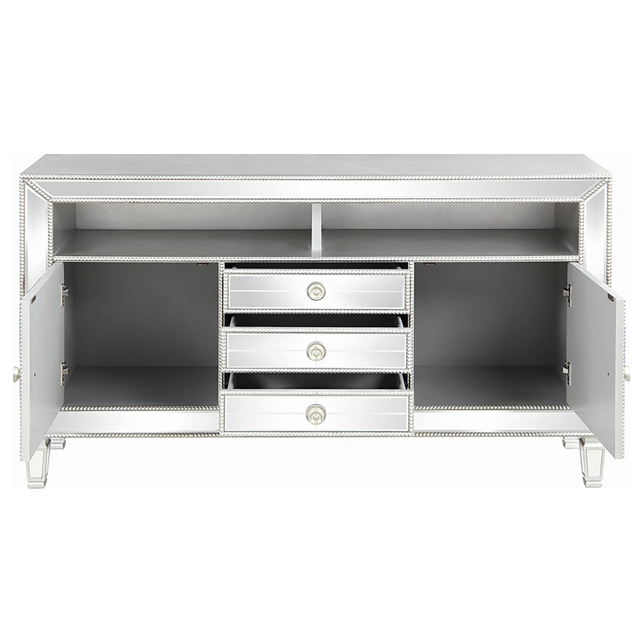 3-drawer TV Console Metallic Platinum