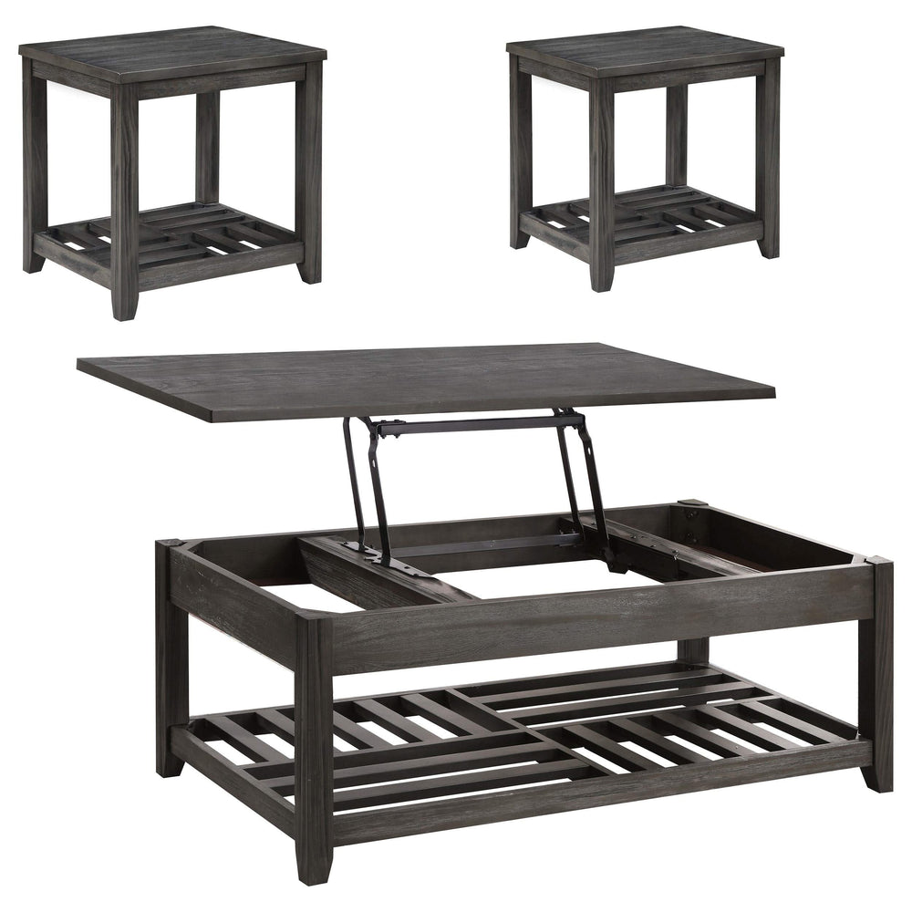 Juego de mesa auxiliar y de centro elevable de 3 piezas Cliffview, gris