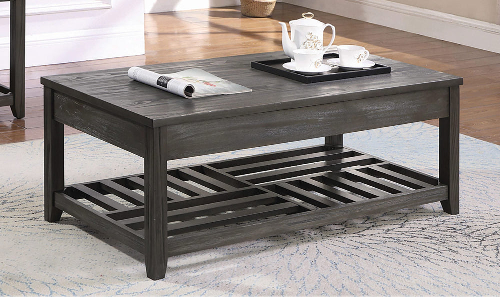 Mesa de centro elevable rectangular de madera Cliffview, color gris