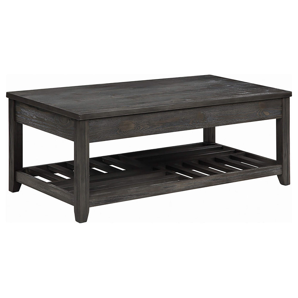 Mesa de centro elevable rectangular de madera Cliffview, color gris