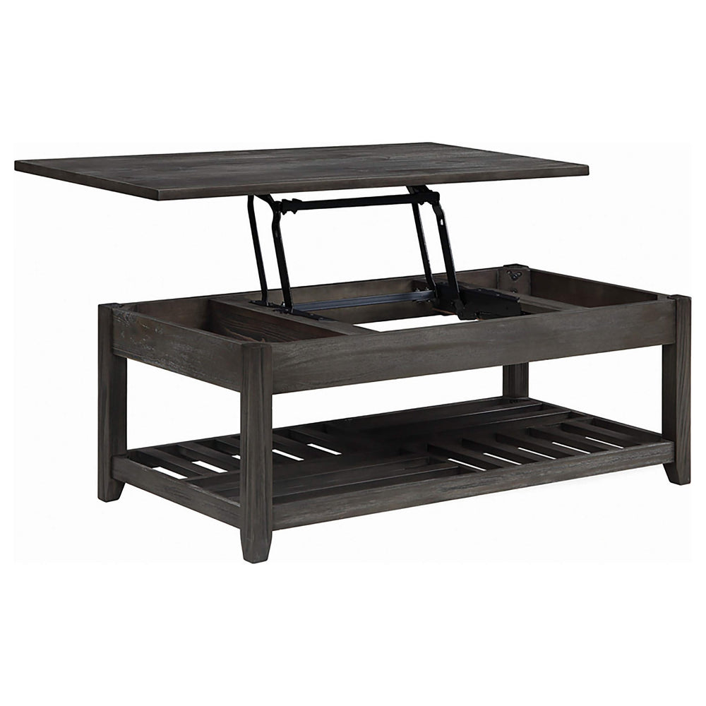 Mesa de centro elevable rectangular de madera Cliffview, color gris