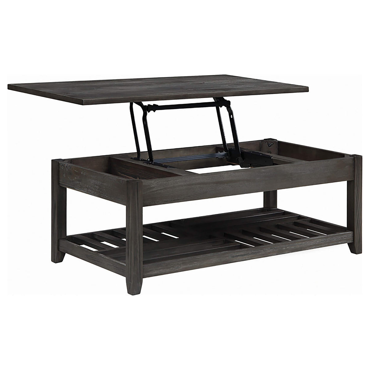 Mesa de centro elevable rectangular de madera Cliffview, color gris