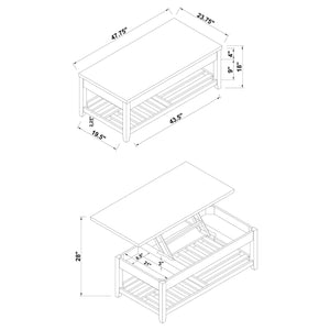 Mesa de centro elevable rectangular de madera Cliffview, color gris