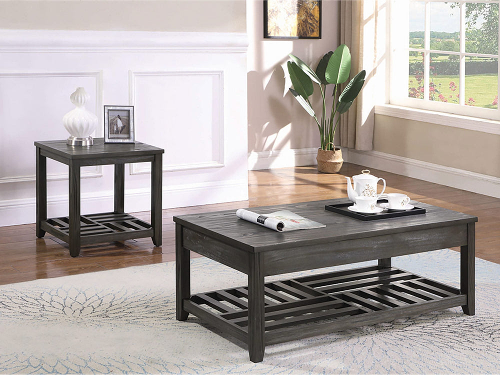 Mesa de centro elevable rectangular de madera Cliffview, color gris