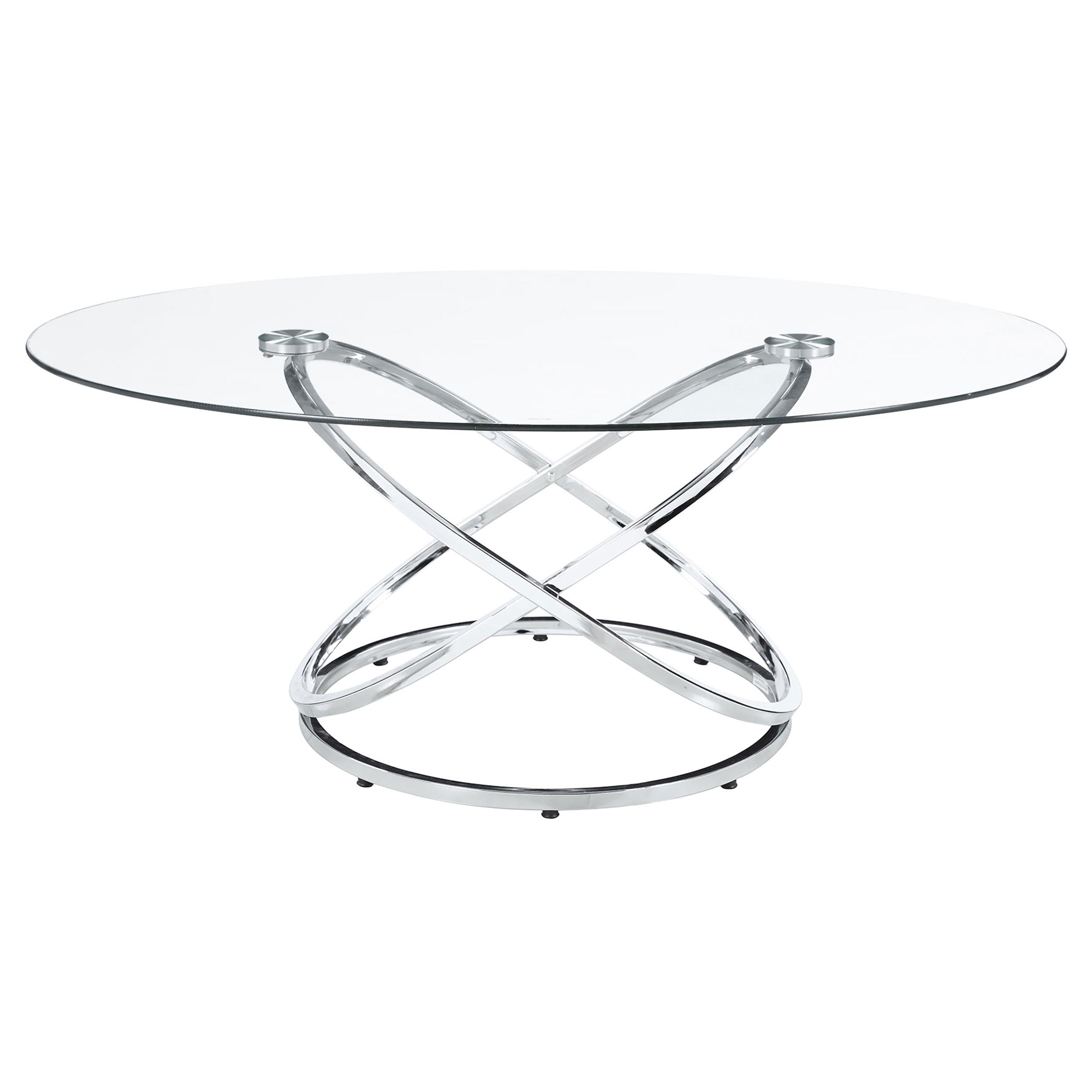 Warren 3-piece Oval Glass Top Coffee Table Set Chrome