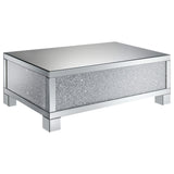 Juego de mesa de centro y auxiliar con espejo Gillian de 2 piezas, color plateado
