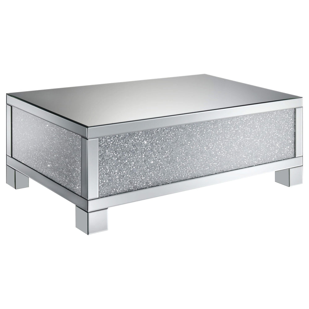 Mesa de centro rectangular de acrílico con espejo Gillian, color plateado