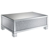 Mesa de centro rectangular de acrílico con espejo Gillian, color plateado