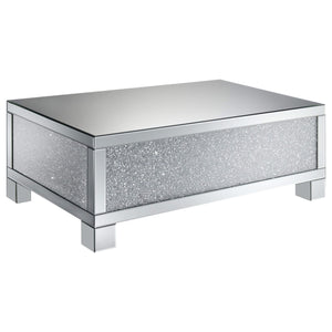 Mesa de centro rectangular de acrílico con espejo Gillian, color plateado