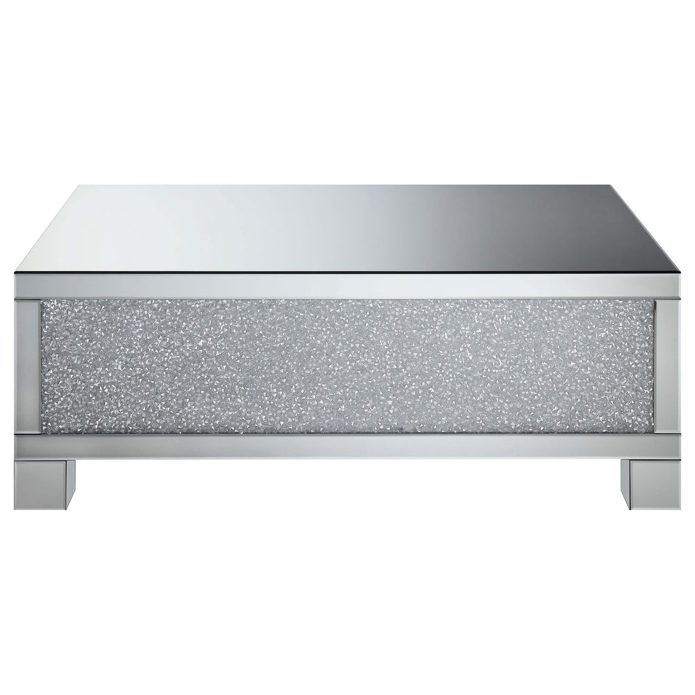 Mesa de centro rectangular de acrílico con espejo Gillian, color plateado