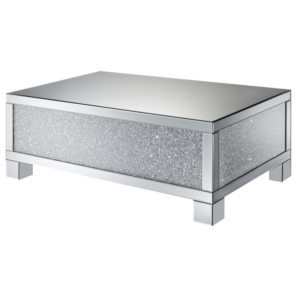 Mesa de centro rectangular de acrílico con espejo Gillian, color plateado
