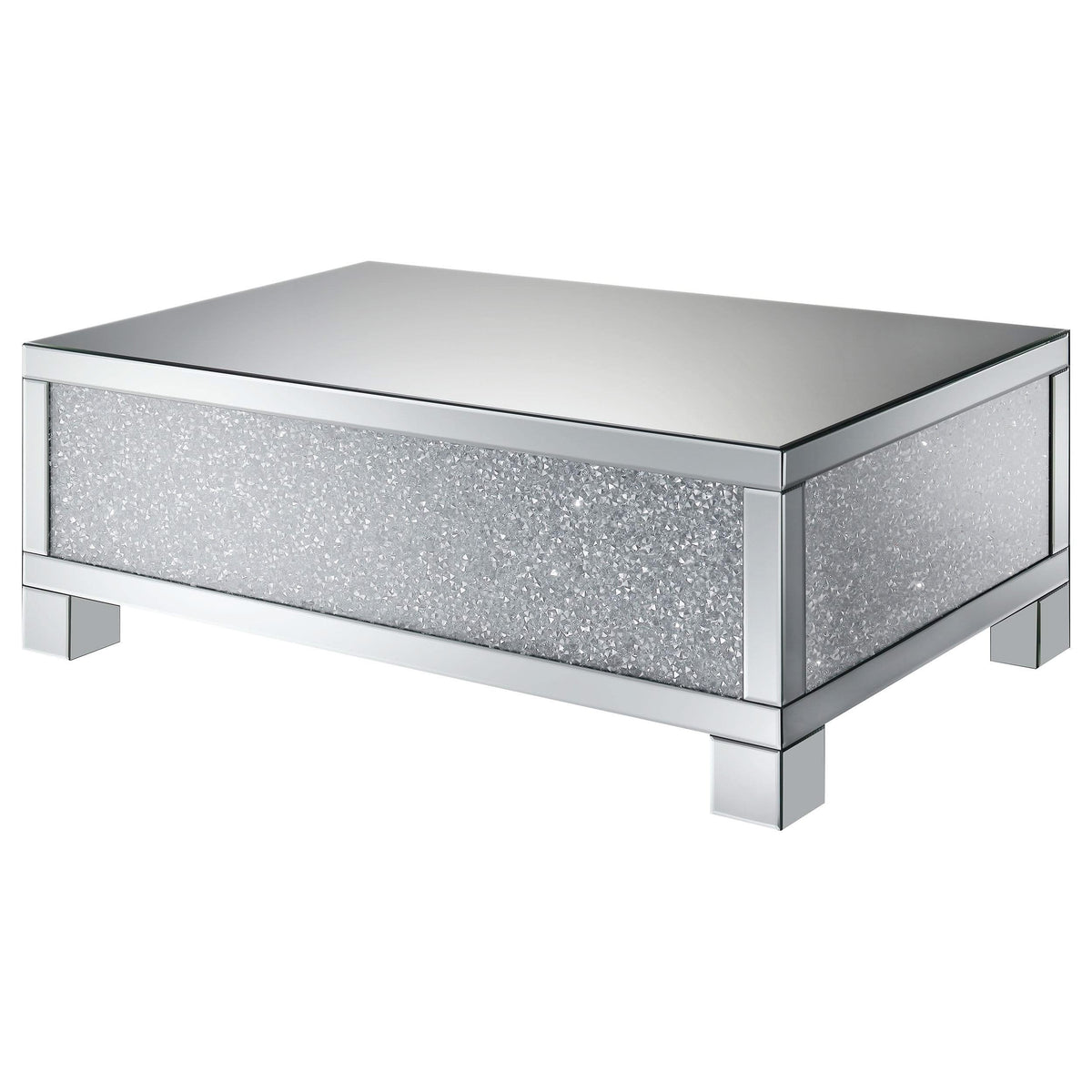 Mesa de centro rectangular de acrílico con espejo Gillian, color plateado