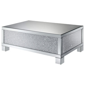 Mesa de centro rectangular de acrílico con espejo Gillian, color plateado