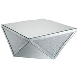 Juego de mesa de centro y auxiliar con espejo de 2 piezas Amore, color plateado