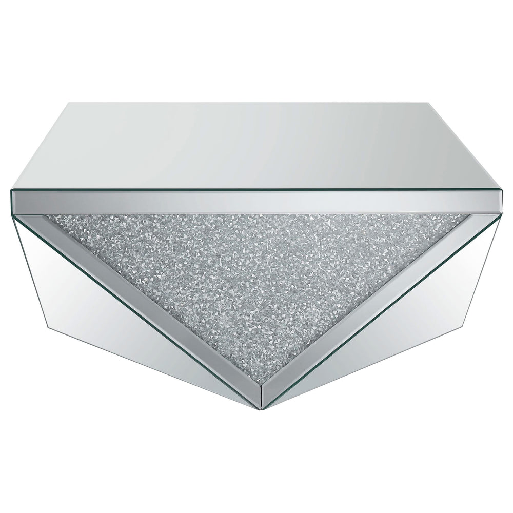 Juego de mesa de centro y auxiliar con espejo de 2 piezas Amore, color plateado