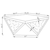 Juego de mesa de centro y auxiliar con espejo de 2 piezas Amore, color plateado