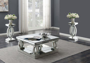 Amalia 3-piece Mirrored Coffee and End Table Set Silver