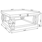 Amalia Square Mirrored Acrylic Crystal Coffee Table Silver