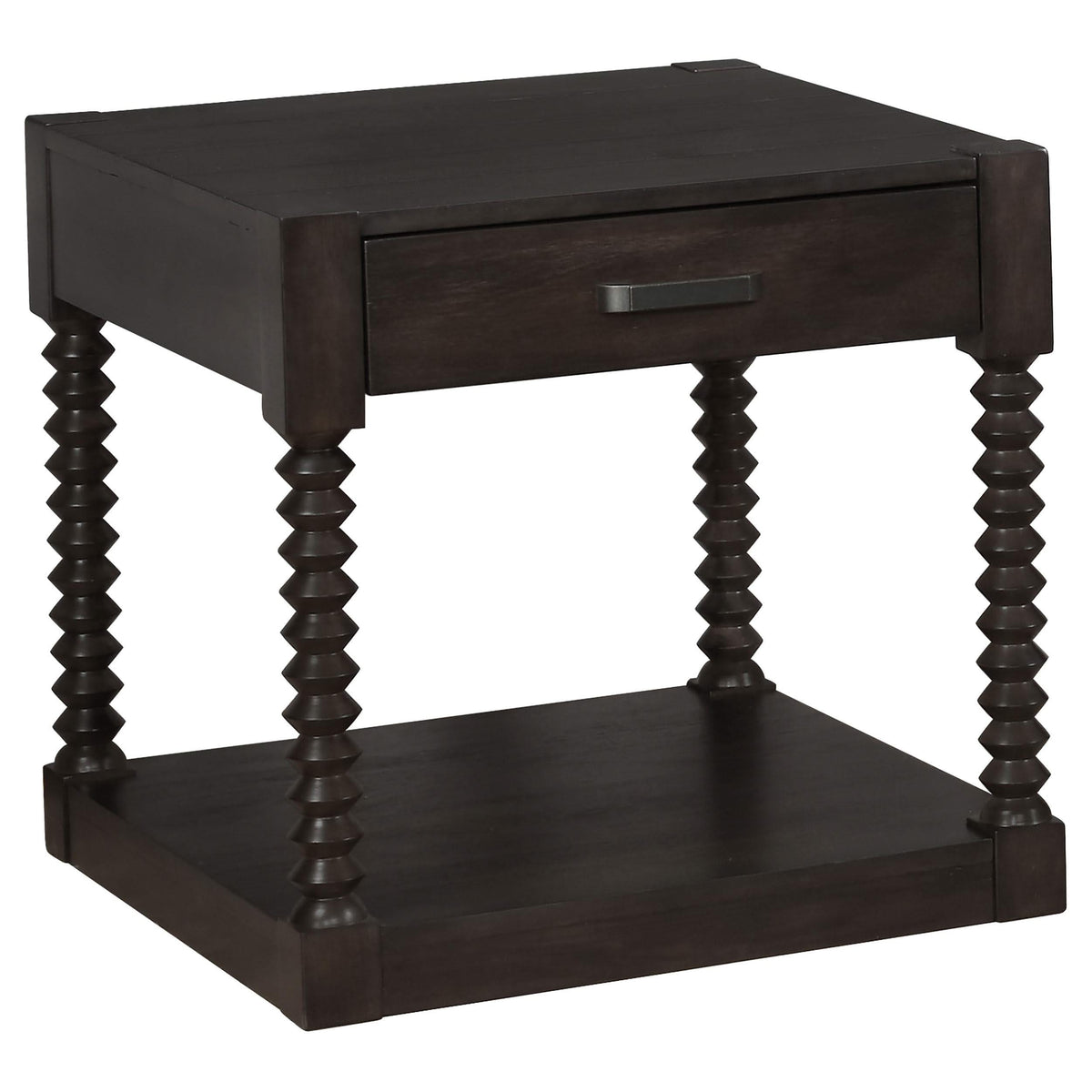 Mesa auxiliar rectangular Meredith con 1 cajón, color café