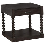 Mesa auxiliar rectangular Meredith con 1 cajón, color café