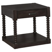 Mesa auxiliar rectangular Meredith con 1 cajón, color café