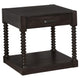 Mesa auxiliar rectangular Meredith con 1 cajón, color café