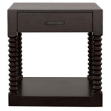 Mesa auxiliar rectangular Meredith con 1 cajón, color café