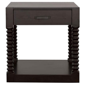 Mesa auxiliar rectangular Meredith con 1 cajón, color café