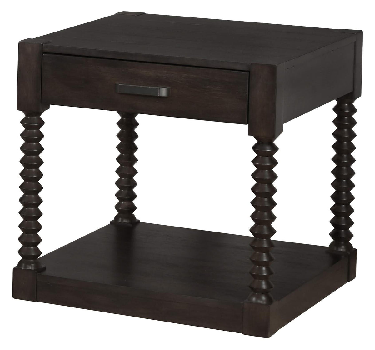 Mesa auxiliar rectangular Meredith con 1 cajón, color café
