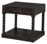 Mesa auxiliar rectangular Meredith con 1 cajón, color café