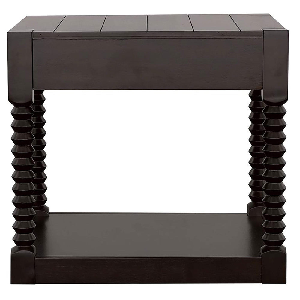 Mesa auxiliar rectangular Meredith con 1 cajón, color café