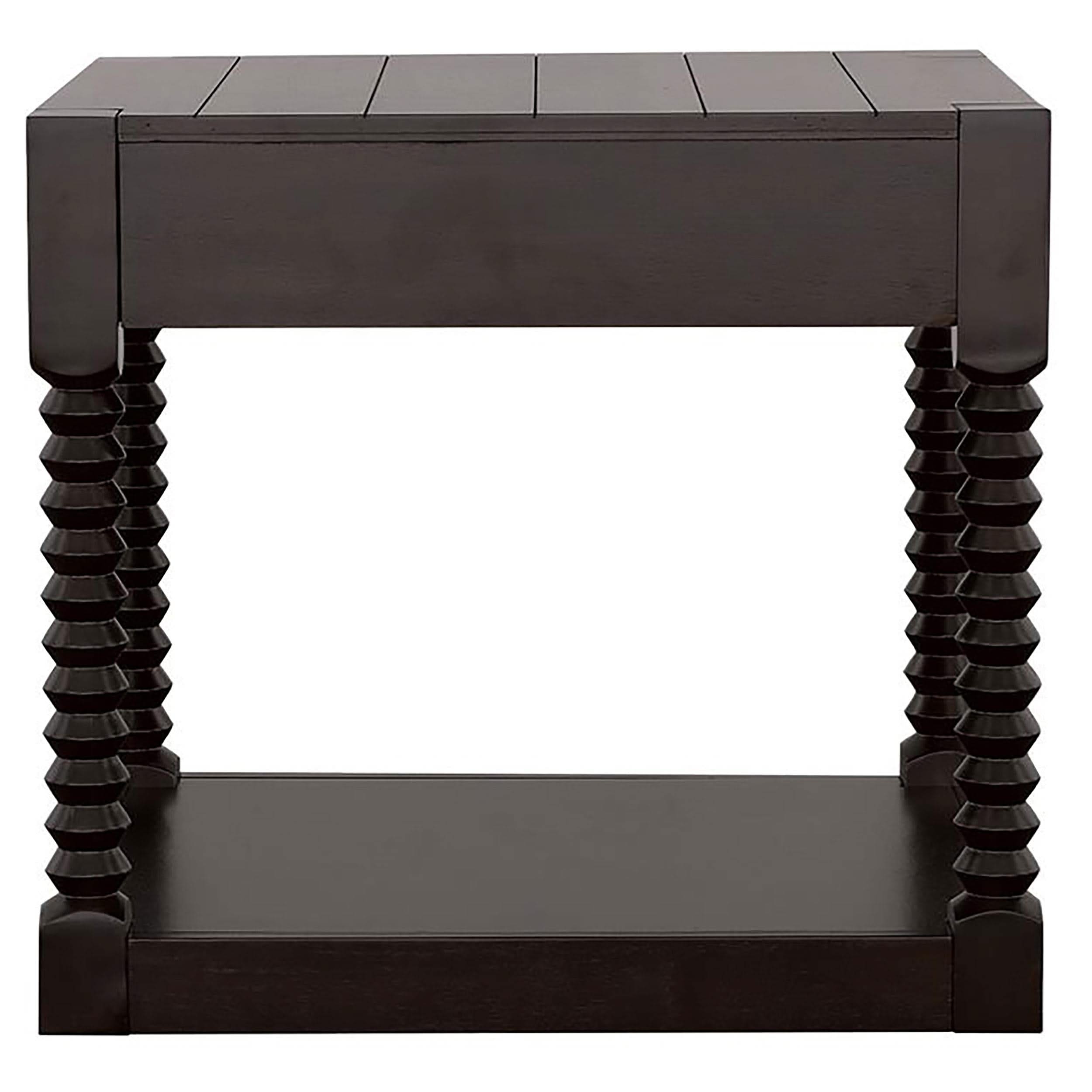 Mesa auxiliar rectangular Meredith con 1 cajón, color café