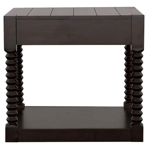 Mesa auxiliar rectangular Meredith con 1 cajón, color café