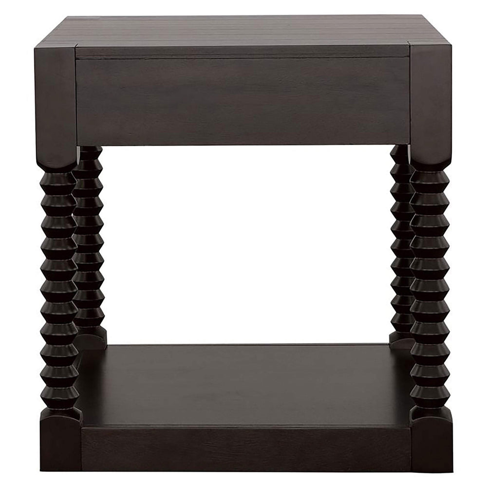 Mesa auxiliar rectangular Meredith con 1 cajón, color café