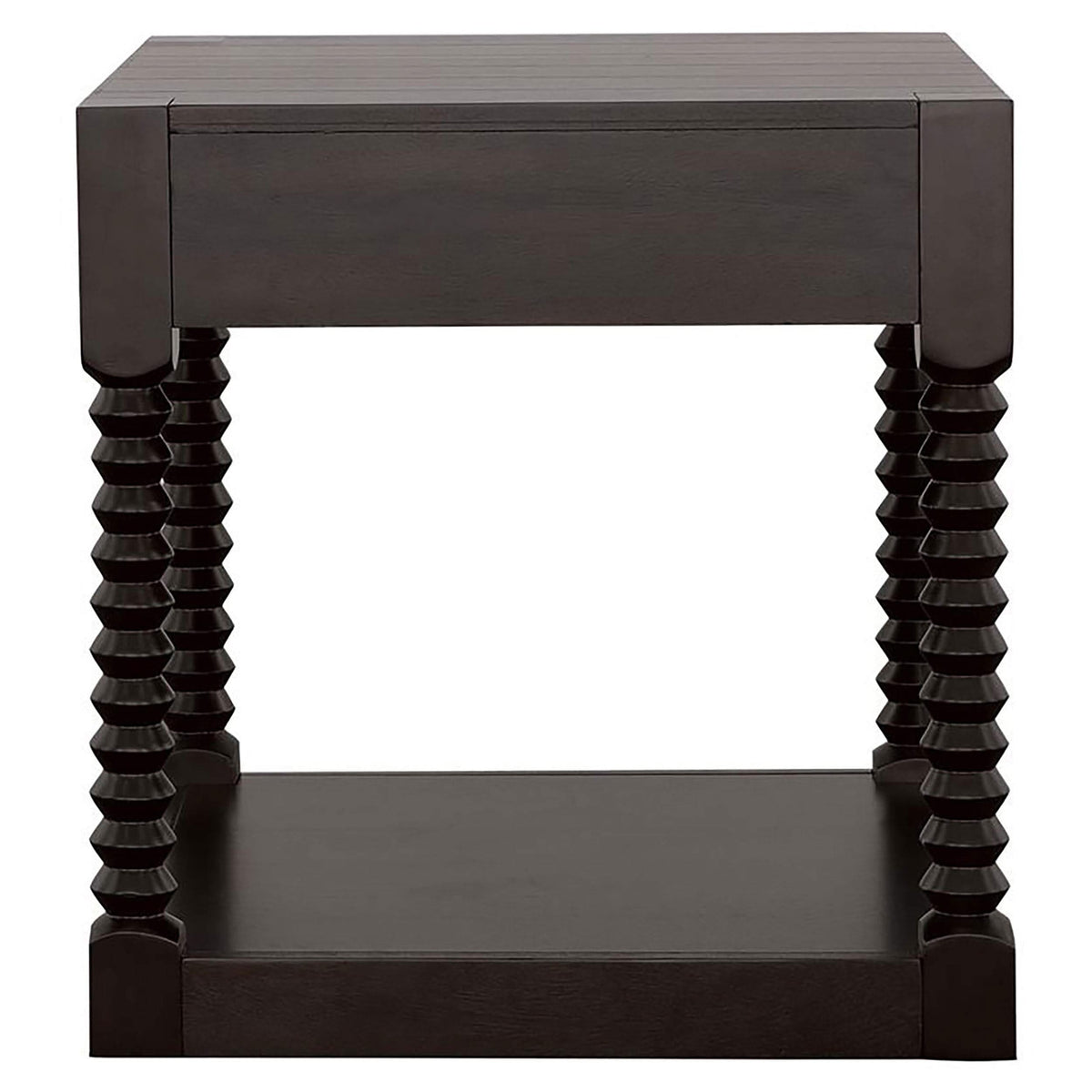 Mesa auxiliar rectangular Meredith con 1 cajón, color café