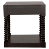Mesa auxiliar rectangular Meredith con 1 cajón, color café