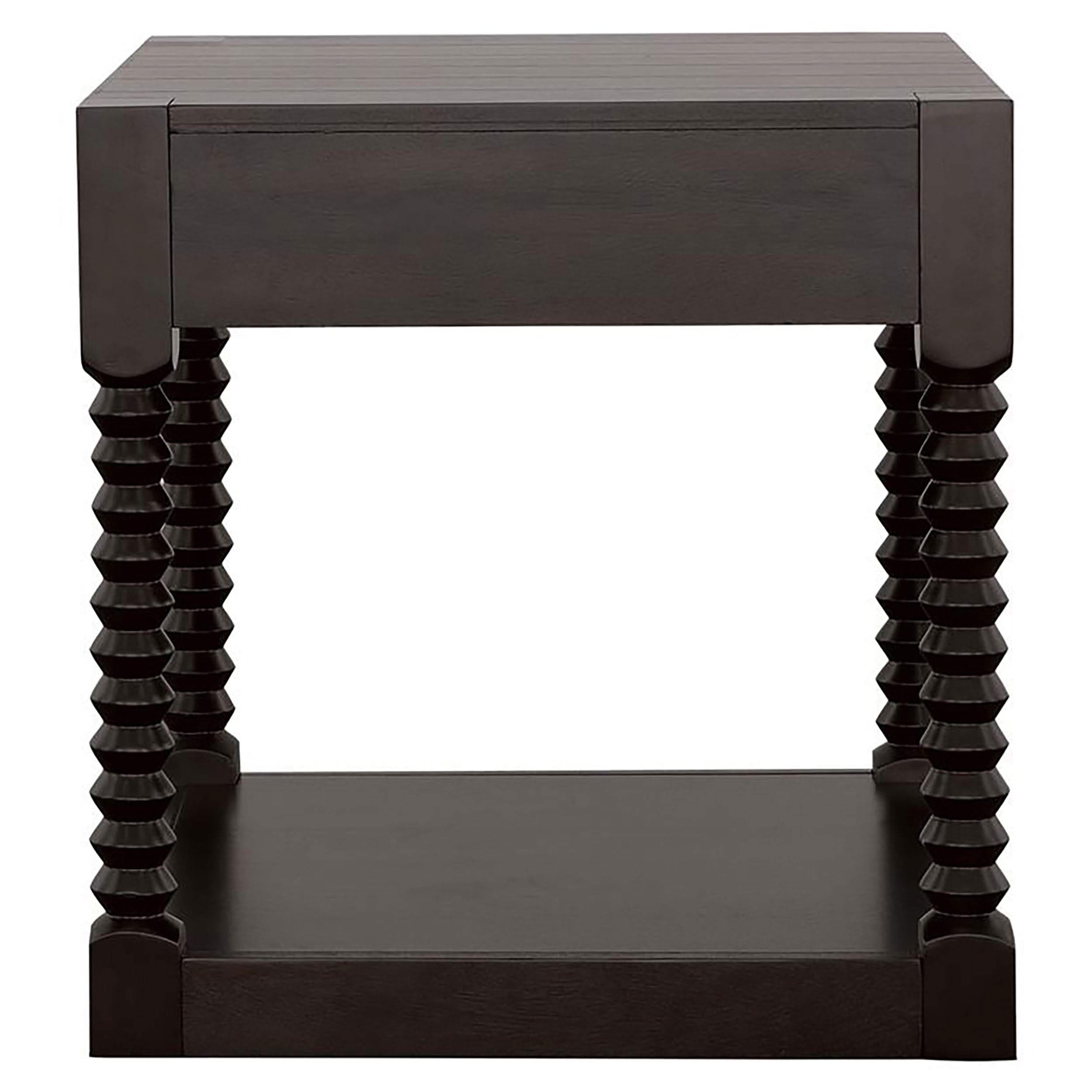 Mesa auxiliar rectangular Meredith con 1 cajón, color café