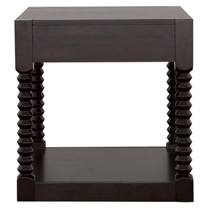 Mesa auxiliar rectangular Meredith con 1 cajón, color café