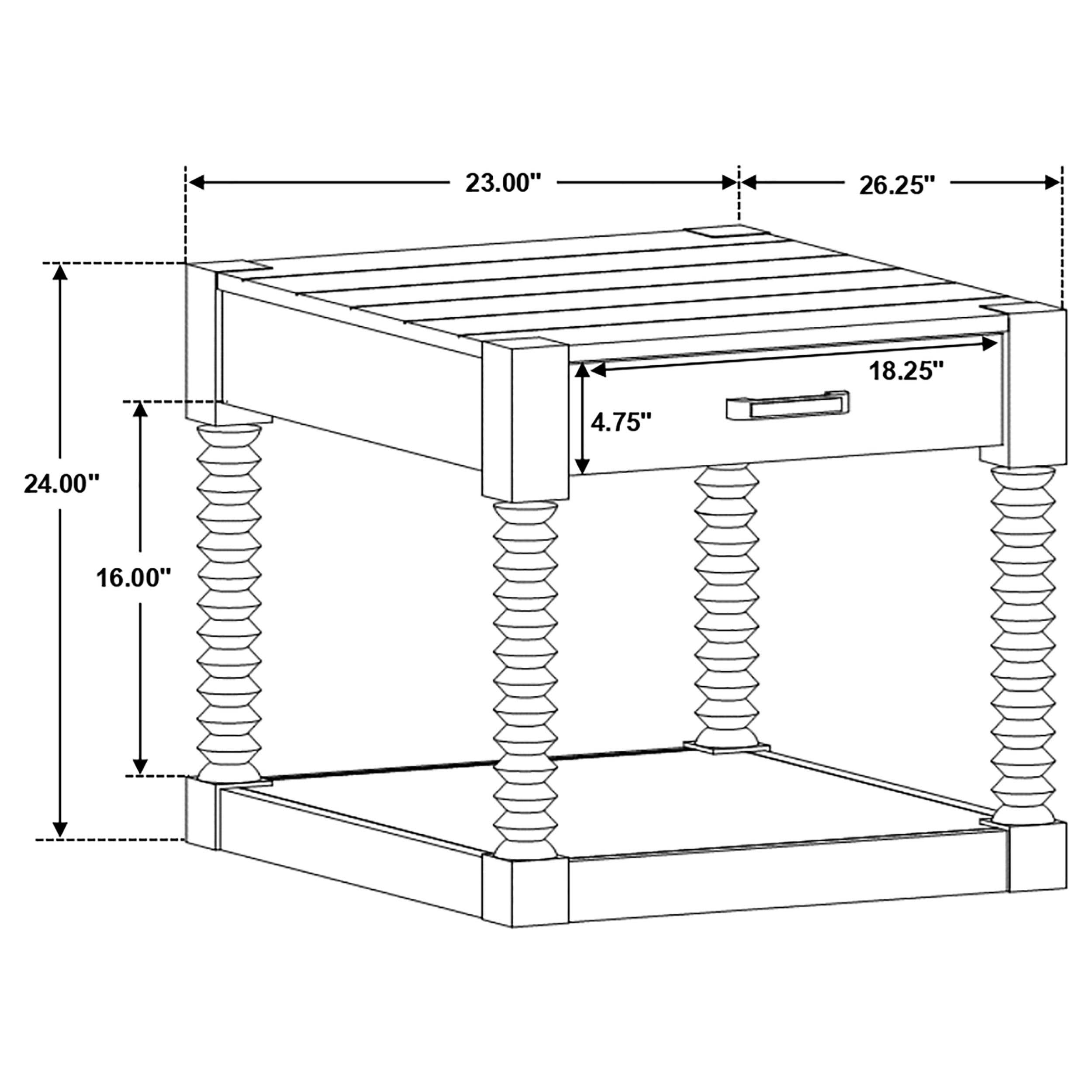 Mesa auxiliar rectangular Meredith con 1 cajón, color café
