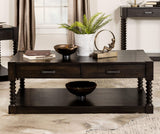 Mesa de centro rectangular Meredith con dos cajones, color grano de café