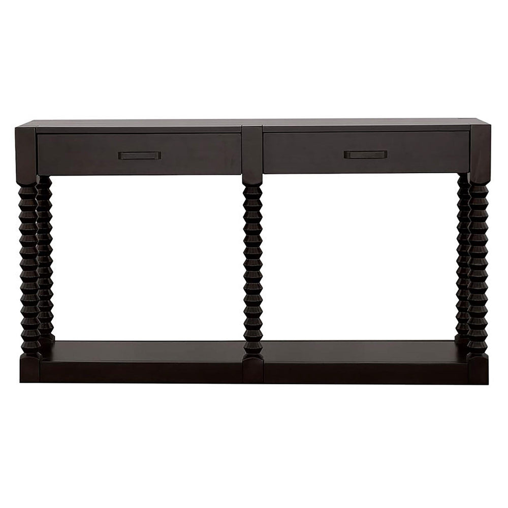 Consola de entrada de madera Meredith con dos cajones, color grano de café