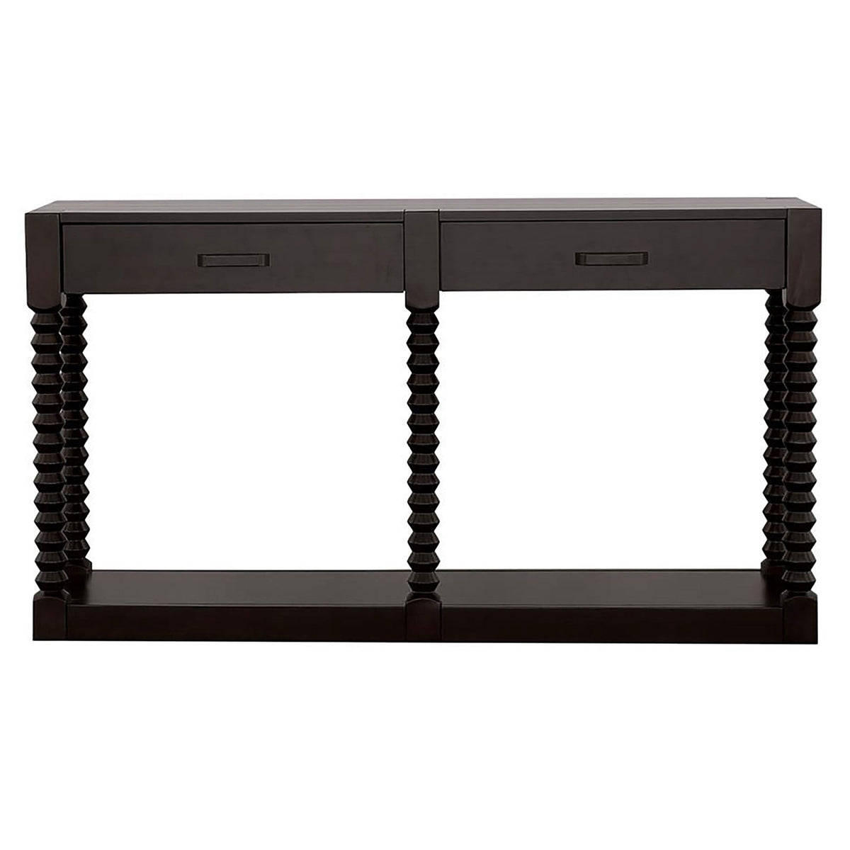 Consola de entrada de madera Meredith con dos cajones, color grano de café