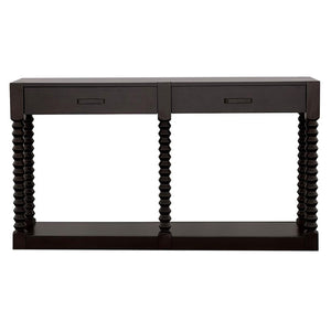 Consola de entrada de madera Meredith con dos cajones, color grano de café